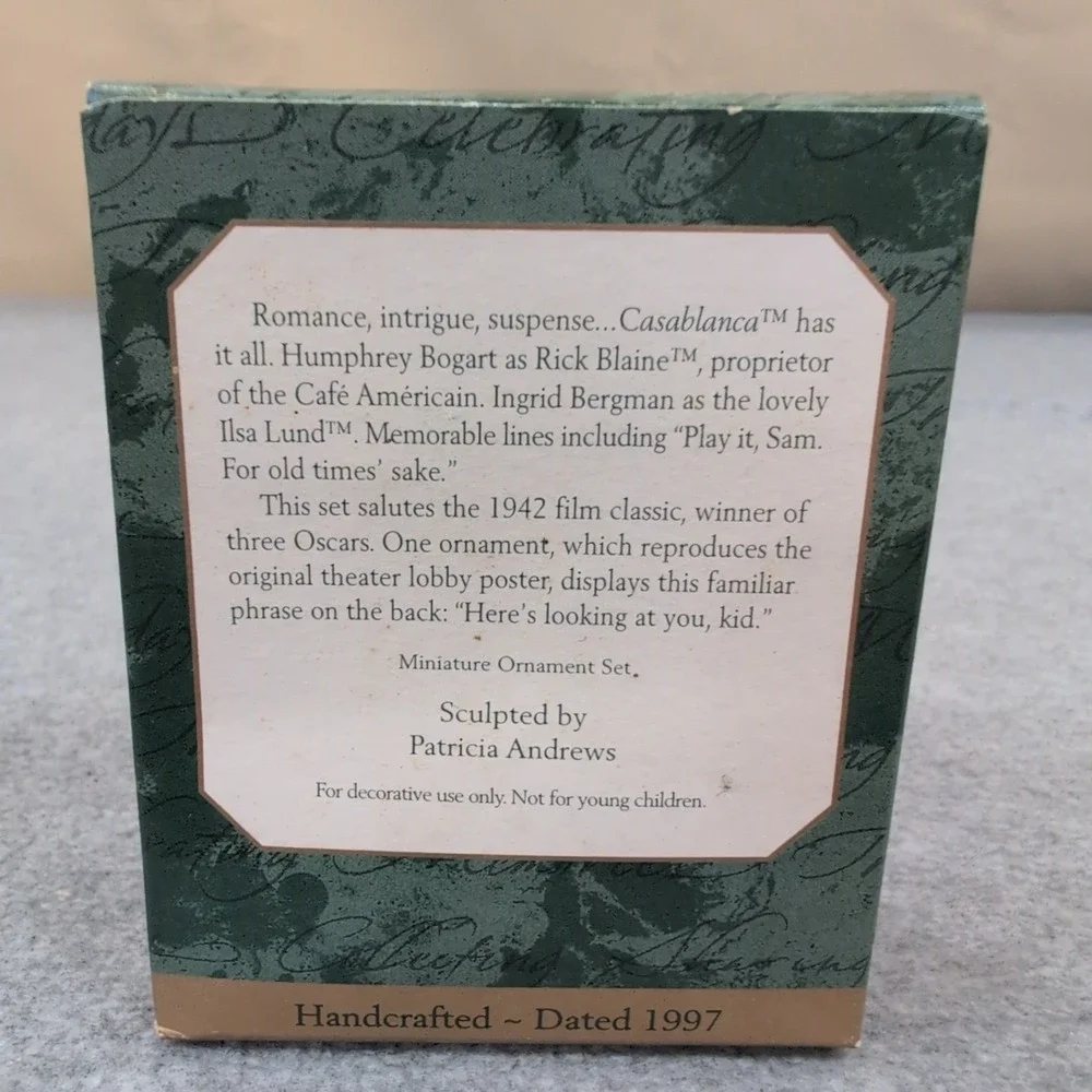 Hallmark Keepsake Ornament Casablanca Set of 3 Rick Ilsa Victor Laszlo 1997 - Picture 2 of 3